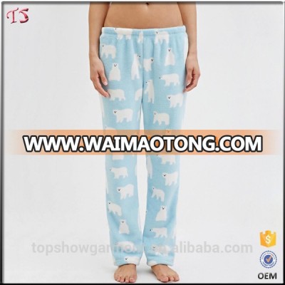 Wholesale flannel lounge pants elasticized waist allover print flannel pajama winter