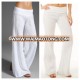 High waist solid color white women linen beach pants